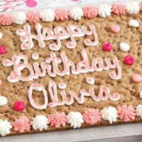 Half Sheet Cookie Cake · Require 1 hr. notice. Serves 20-25. Customize your own selection and message. Image is only ...