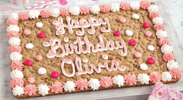 Half Sheet Cookie Cake · Require 1 hr. notice. Serves 20-25. Customize your own selection and message. Image is only an example. 
Orders for the same day delivery taken till 7 pm. 