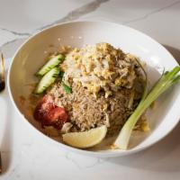 Crabmeat Fried Rice Bowl · Lump crabmeat, egg, onion and scallion in light soy sauce.