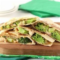 Q3. Chicken and Broccoli Quesadilla · Grilled chicken, sauteed broccoli, melted cheese on crispy tortilla. Salsa and sour cream on...