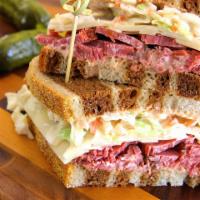 Ultimate Russian Roast Beef Blues Sandwich · It's a cold sandwich of roast beef, topped with Russian dressing and coleslaw, on your fav b...