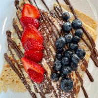 Very Berry Crepe · Nutella, strawberries, and blueberries.