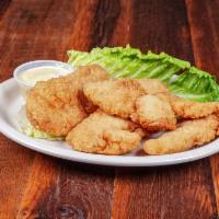 Chicken Fingers (4 pieces) · Breaded and deep fried served with a choice of Honey Mustard or BBQ sauce.