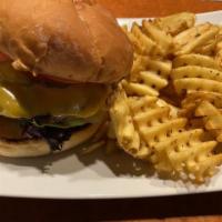 Cheese Burger · 1/3 lb. Angus beef with lettuce, tomatoes, onions, pickles, and sauce and served with fries.