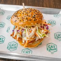 Bang-Bang Chicken Sandwich · House-made crispy breaded chicken breast, white cheddar cheese tomato, onion, house-slaw and...