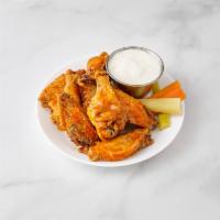 8 Buffalo Wings · Hot or mild. Served with blue cheese.