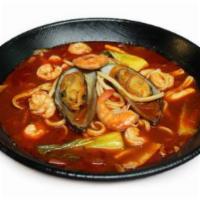 Jjamppong  · Korean seafood noodle soup. Prepared with noodles that are made Fresh at our restaurant.
