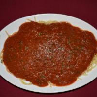 Pasta with Meat Sauce · Your choice of pasta served with meat sauce. Served with side salad and bread.