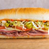 Italian Hoagie · Includes:Provolone cheese, mayonnaise,lettuce, tomato, onions, pickles, , hot peppers, sweet...