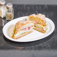 RoSo's Turkey Delight Sandwich Lunch · Roasted breast of turkey, Swiss cheese, sliced apples, and cran mayonnaise slices of roasted...