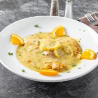 Chicken Francaise · Sauteed chicken breast in a lemon butter wine sauce.
