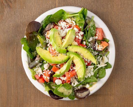 Mixed Green Salad · Mixed greens, tomatoes, olives, feta cheese, and avocados. Comes with your choice of dressing. 