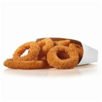 Beer-Battered Onion Rings · Thick-sliced onion rings, beer-battered and cooked up crispy and golden brown.