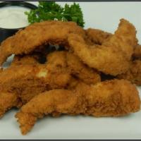 Chicken Tenders · Fresh chicken tenders tossed in a light breading
then deep fried until golden brown. Enjoy ...