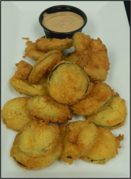 Fried Pickles · House brined pickles, lightly hand breaded then fried until 
golden brown. Served with our Smokey House sauce 
