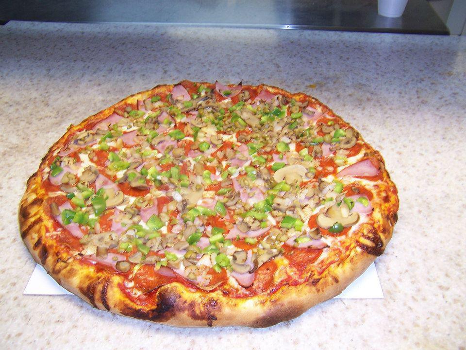 House Special Pizza · Pepperoni, ham, mushrooms, green olives, green peppers, and onions.