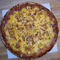 BBQ Chicken Pizza · BBQ sauce and mozzarella cheese covered with BBQ chicken, red onion, bacon, and cheddar chee...