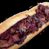 Hot Pastrami Sandwich · Hot pastrami with Swiss, lettuce, tomato, and mustard 