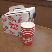 Java Jug with Hot Coffee · Comes with 10- 12 oz. hot paper cups, sugar, and mini creamers.