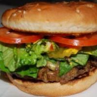 Cooperstown Char-Burger · 1/2 lb. of Lean Ground Beef Grilled to Your Liking Served on a Toasted Crostini Bun with You...