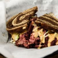The Great Bambino Sandwich · Boar's Head Brand Corned Beef and Pastrami with Chopped Coleslaw, Melted Swiss Cheese and Ru...