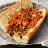 Verrazzano Bridge Hero · Sauteed onions, green bell peppers, celery, roasted red peppers and Roma tomatoes chopped an...