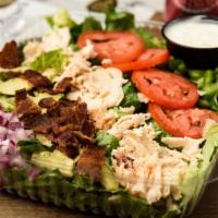 Cobb Salad · Boar's Head Brand EverRoast Chicken Breast, sliced Avocado, Roma Tomatoes, Red Onion, Green ...