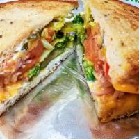 Veggie Melt · Broccoli, cheddar, onion, tomatoes, avocado, pickle, pepperoncini and mayonnaise with salt a...