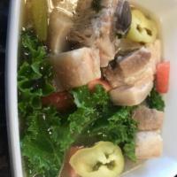 Pork Sinigang · Pork rib bellies in tamarind soup with vegetables.