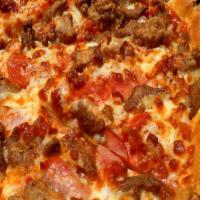 Meat Lovers Pizza · Pepperoni, bacon, Italian sausage, ground beef and ham.