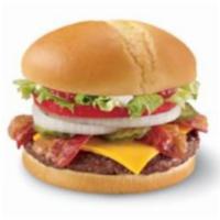 1/4 lb. Bacon Cheese GrillBurger · One 1/4 lb. 100% beef burger topped with melted cheese, thick-cut applewood smoked bacon, th...