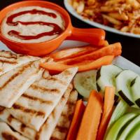 Homemade Hummus · Served with Pita Bread, Carrots, Celery, Cucumbers and Red Peppers