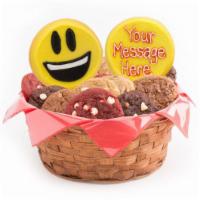W446. Sweet Emojis Basket · One or two specialty cookies along with your choice of cookie tray. Express your feelings to...