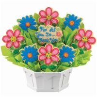 A284. Blossoms of Thanks Bouquet · Bright colored, hand-decorated flower cookies. Made with sugar cookies. If you would like a ...