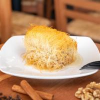 Kataifi · Shredded phyllo with nuts and honey syrup.