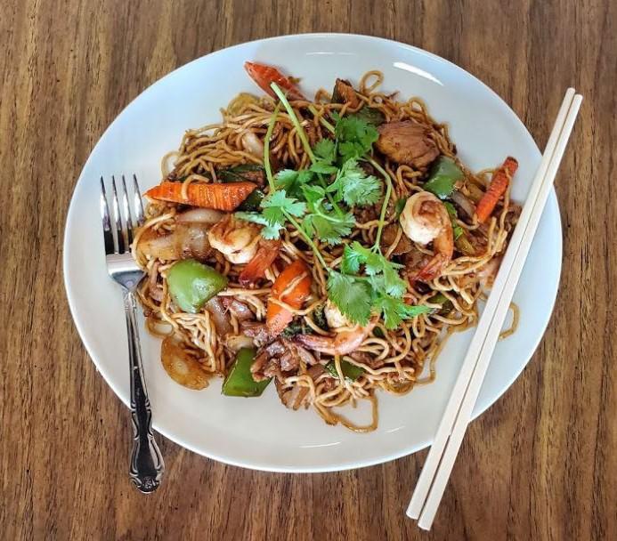 Mongolian Stir-Fry · Stir-fried soft chow mein noodles, broccoli, mushrooms, onions, carrots, bean sprouts, snow peas, green and red bell peppers combine with house-made sauce to create a perfect taste. Your choice of chicken, beef or pork.