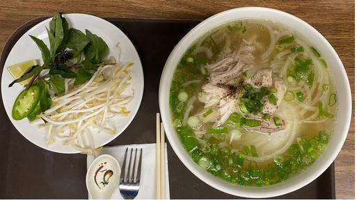 Chicken Pho Noodle Soup · Pho ga. consists of soft slippery pho noodles, sliced chicken meat and light and fragrant broth.