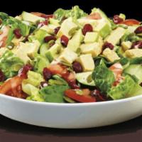 Apple Harvest Chicken Salad · Honey-Dijon chicken salad, apples, dried cranberries, cucumbers, tomatoes, pumpkin seeds and...