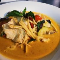 Red Curry  · Eggplant, bamboo shoots, basil leaves, zucchini, and bell pepper. (GF)