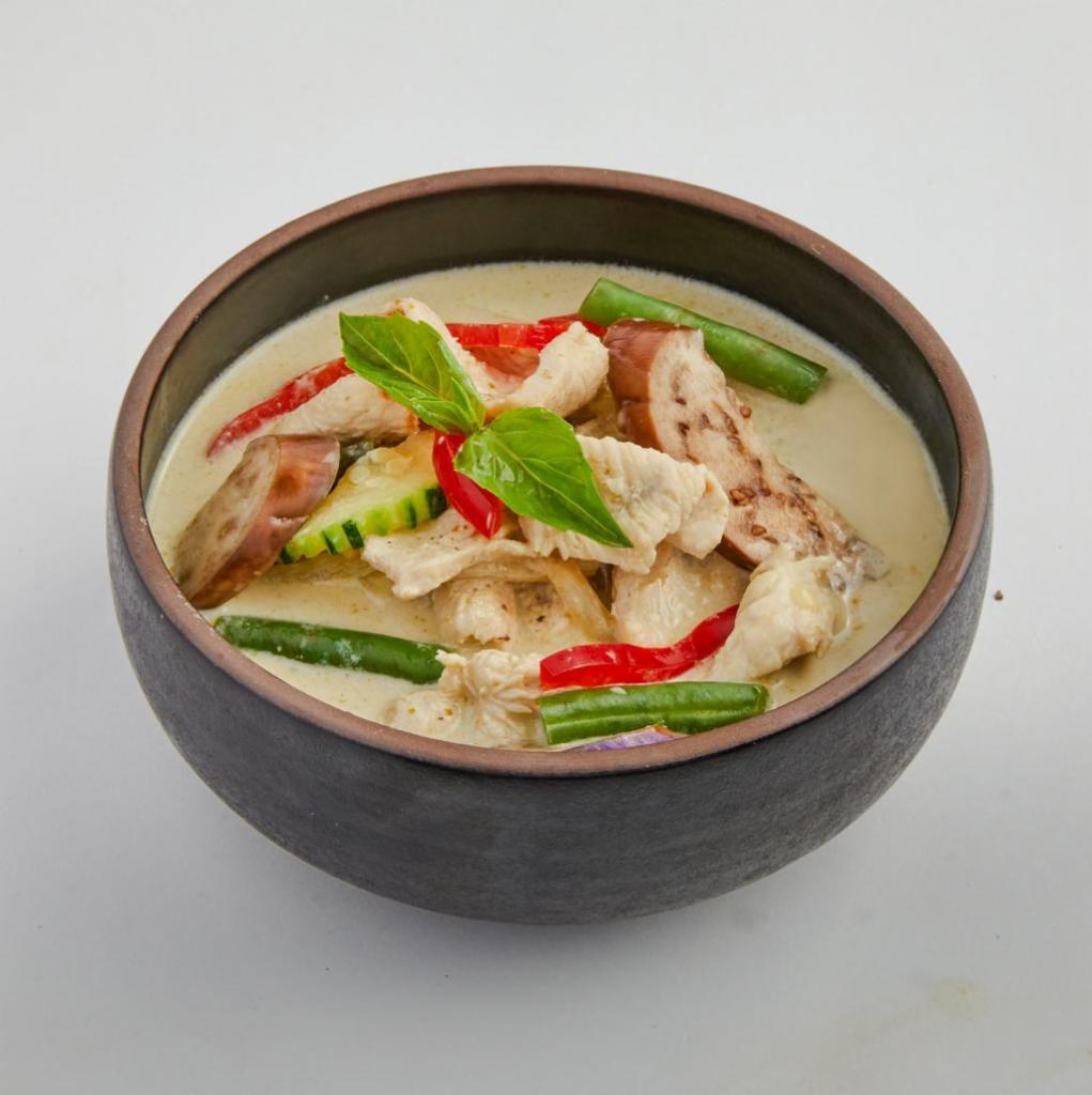 Green Curry  · Eggplant, bamboo shoot, basil, zucchini, string bean and bell pepper. (GF)