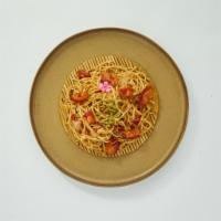 Chili Garlic Pasta · Japanese spaghetti sautéed with bacon, garlic, dried chili, olive oil, black pepper (Spaghet...