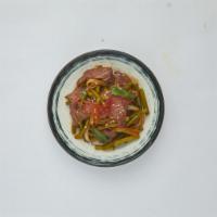 Beef Ninniku with Rice · sautéed beef, onion, garlic sprout, sesame with sake soy sauce. 