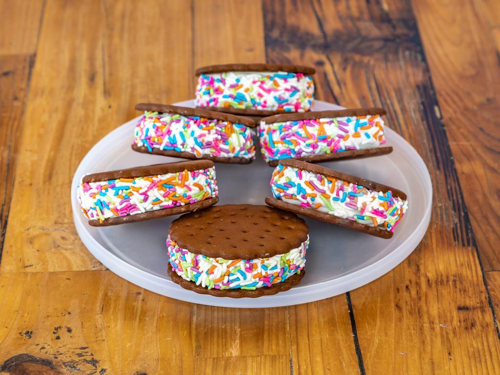 6 Pack IC Sandwich · 6 pack of ice cream sandwiches made with soft serve ice cream.