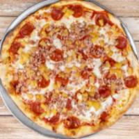 Hawaiian Style Pizza · Pepperoni, Canadian bacon, bacon and pineapple.