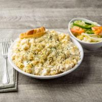 Personal Pasta in Alfredo Sauce · Served with salad and bread.