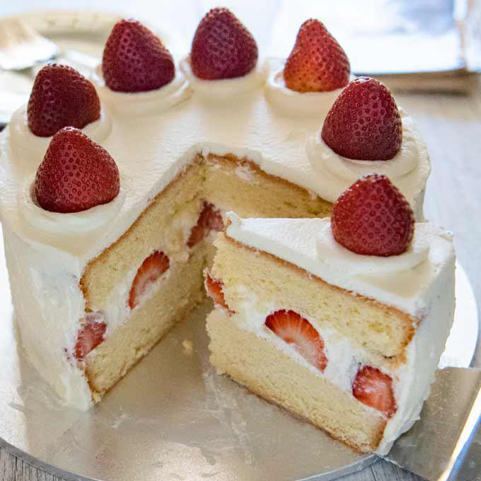 Strawberry Shortcake Slice with Whip Cream · Americas favorite cake individually wrapped for a convenient everyday sweet treat. Made with real strawberries and homemade strawberry topping!