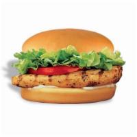 Grilled Chicken Sandwich · 
Juicy all-white meat chicken breast topped with crisp lettuce, ripe tomatoes and salad dres...