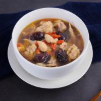 Mixed Herbal Chicken Soup 沙参山药鸡汤 · Slow-cooked(6hours) chicken with mixed Chinese Herbal in the soup