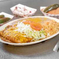 Beef Taco and Enchilada Combo · Cheese, chicken, beef or mixed rice, and beans.