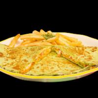 Tinga Quesadilla · Roasted chicken. Served with pico de gallo and Mexican cream.